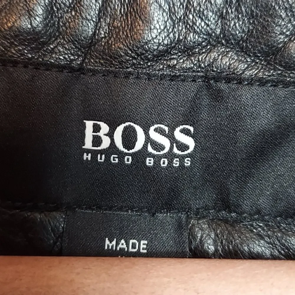 Hugo Boss Black Lambskin Leather Field Jacket 38R - Picture 2 of 16